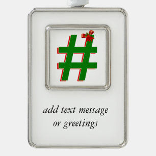 #Christmas #HASHTAG - Hash-Tag-Symbol Rahmen-Ornament Silber
