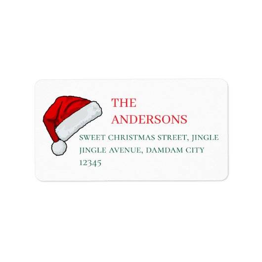 Christmas Hat Elegant Simple Return Address Adressaufkleber (Vorne)