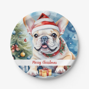 Christmas Hat festliche französische Bulldog-Telle Pappteller