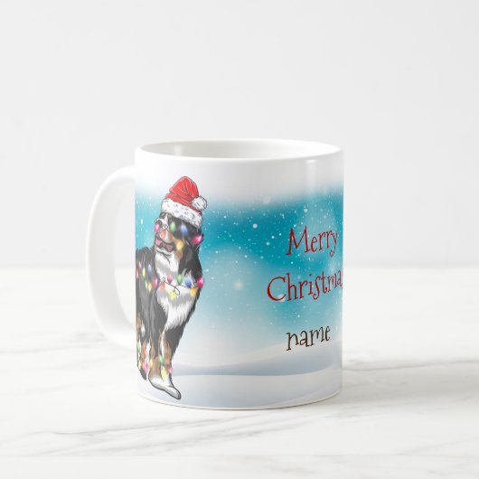 Christmas Hat Frohe Weihnachten St. Bernard Lover Kaffeetasse (Vorderseite Links)