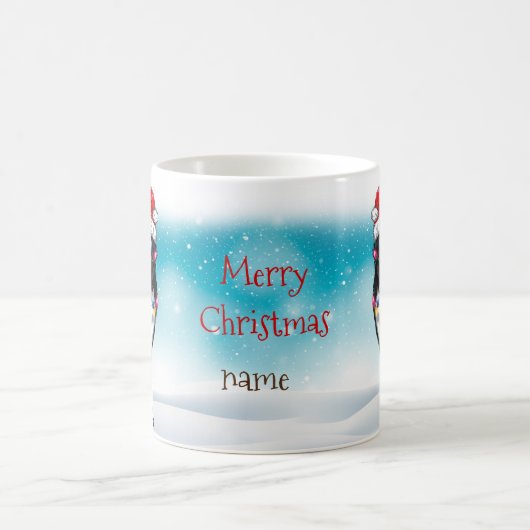 Christmas Hat Frohe Weihnachten St. Bernard Lover Kaffeetasse (Mittel)