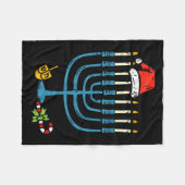 Christmas Hat Menorah Jew Hanukkah Chanukah Men Wo Fleecedecke (Vorderseite (Horizontal))