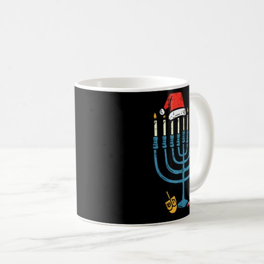 Christmas Hat Menorah Jew Hanukkah Chanukah Men Wo Kaffeetasse (VorderseiteRechts)