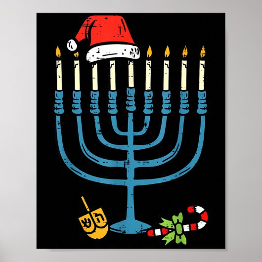 Christmas Hat Menorah Jew Hanukkah Chanukah Men Wo Poster (Vorne)