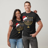 Christmas Hat Menorah Jew Hanukkah Chanukah Men Wo T-Shirt (Unisex)