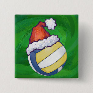 Christmas Hat Volleyball Button