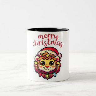 Christmas Hat Weihnachts Fairy Lights Lion Zweifarbige Tasse