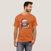 Christmas Hat Weihnachts Fairy Lights Puggle Junge T-Shirt (Vorne ganz)