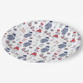 Christmas Hats Gloves Pattern Party Pappteller (Schrägansicht)