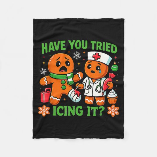 Christmas Have You Tried Icing It Gingerbread Icu Fleecedecke (Vorderseite)