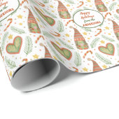 Christmas Heart Girl Gnome Pattern Geschenkpapier (Rolleneckpunkt)