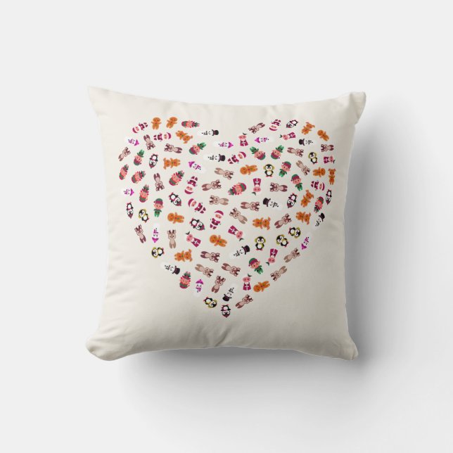 Christmas Heart Pillow | Festive Holiday Decor Cus Kissen (Vorderseite)