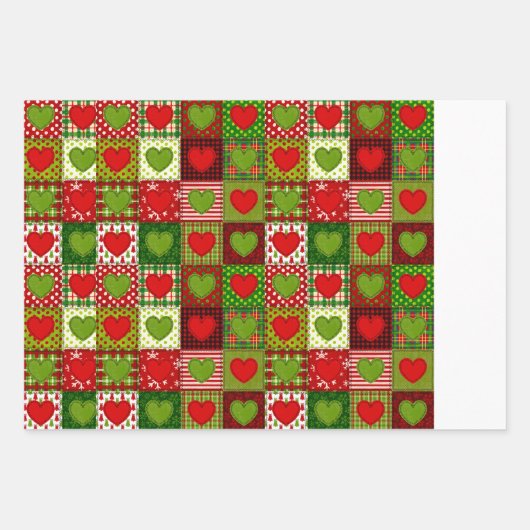 Christmas Hearts Patchwork Quilt Wrapping Sheets  Geschenkpapier Set (Vorderseite 2)