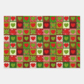 Christmas Hearts Patchwork-Quilt-Wrappingsbögen Geschenkpapier Set (Vorderseite 3)