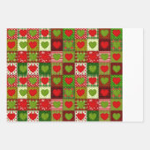 Christmas Hearts Patchwork-Quilt-Wrappingsbögen Geschenkpapier Set (Vorderseite 2)