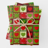 Christmas Hearts Patchwork-Quilt-Wrappingsbögen Geschenkpapier Set (Beispiel)