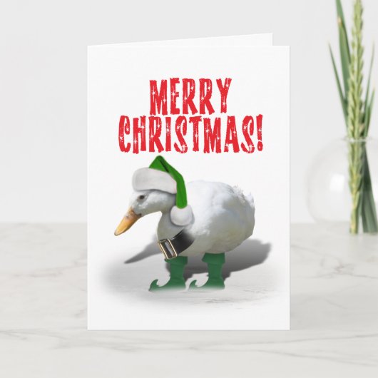 Christmas Helper Duck Elf Feiertagskarte (Vorderseite)