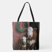 Christmas Hereford Cow and Calf Tasche (Vorderseite)