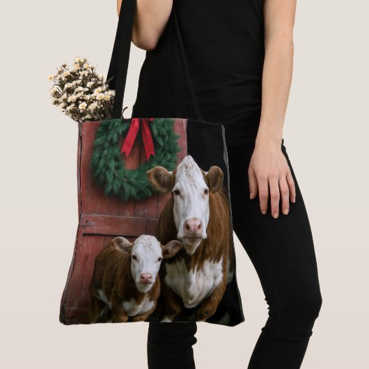 Christmas Hereford Cow and Calf Tasche (Von Nahem)