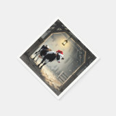 Christmas Hereford Cow In Barn Doorway Serviette (Ecke)