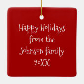 Christmas Hereford Cow Wearing a Santa Hat Keramikornament (Rückseite)