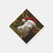Christmas Hereford Cow Wearing a Santa Hat Serviette (Ecke)