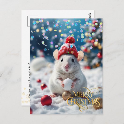 Christmas. Herzlichen Glückwunsch. Postkarte (Vorne/Hinten)