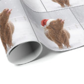 Christmas Highland Cow Catching Snowflakes Geschenkpapier (Rolleneckpunkt)