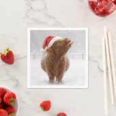 Christmas Highland Cow Catching Snowflakes Serviette (Beispiel)