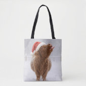Christmas Highland Cow Catching Snowflakes Tasche (Vorderseite)