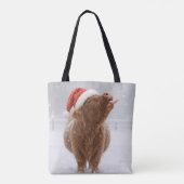 Christmas Highland Cow Catching Snowflakes Tasche (Rückseite)