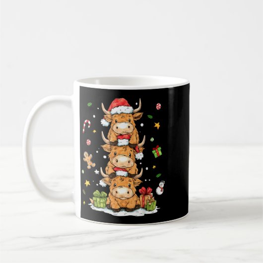 Christmas Highland Cow Cute Heifer Cow Santa Hat M Kaffeetasse (Links)