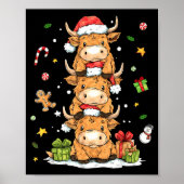 Christmas Highland Cow Cute Heifer Cow Santa Hat M Poster (Vorne)