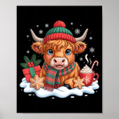 Christmas Highland Cow Cute Heifer Cow Santa Hat M Poster (Vorne)
