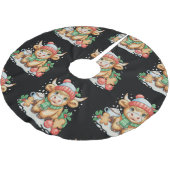 Christmas Highland Cow Cute Heifer Mooey Santa Hat Polyester Weihnachtsbaumdecke (Schrägansicht)