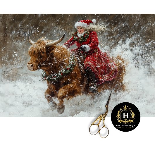 Christmas Highland Cow Frau Claus Decoupage Seidenpapier