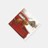 Christmas Highland Cow In Old Red Truck Serviette (Ecke)
