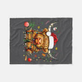 Christmas Highland Cow Xmas Santa Hat Wooly Farm A Fleecedecke (Vorderseite (Horizontal))