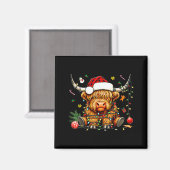 Christmas Highland Cow Xmas Santa Hat Wooly Farm A Magnet (Vorderseite/Rückseite)