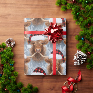 Christmas Highland Cows Wrapping Paper Geschenkpapier