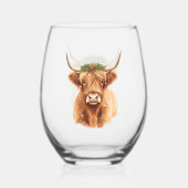 Christmas Highland Miniature Cow Animal Weinglas Ohne Stiel (Vorderseite)