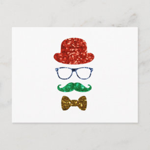 christmas hipster mustache feiertagspostkarte