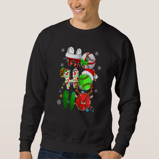 Christmas Ho Ho Ho Baseball  Santa Reindeer Elf Xm Sweatshirt (Vorderseite)