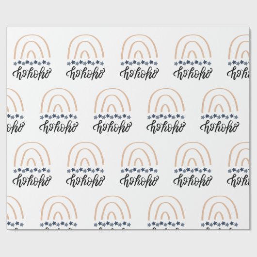 Christmas Ho Ho Ho Boho Rainbow Geschenk Geschenkpapier (Flach)