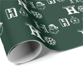 Christmas Ho Ho Ho dunkelgrünes Typografie-Muster Geschenkpapier (Rolleneckpunkt)