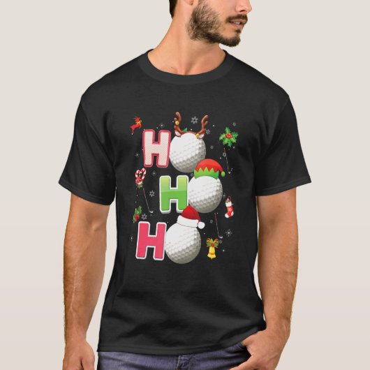 Christmas Ho Ho Ho Golf Pajama Santa T-Shirt (Vorderseite)