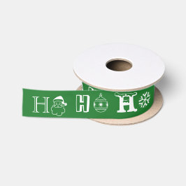 Christmas Ho Ho Ho grün und weiß niedlich Satinband