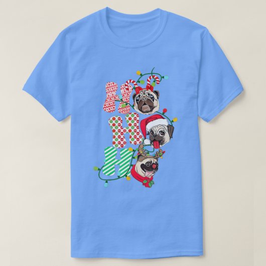 Christmas Ho Ho Ho Pug Dog Lover Funny Happy Holid T-Shirt (Design vorne)