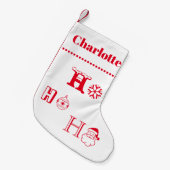 Christmas Ho Ho Ho Red custom name date cute Kleiner Weihnachtsstrumpf (Vorderansicht (hängend))