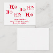 Christmas Ho Ho Ho Red custom name date cute Mitteilungskarte (Vorne/Hinten)
